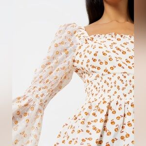 French Connection - Francine Callie Drape Smocked Midi Dress Clotted Cream - xL